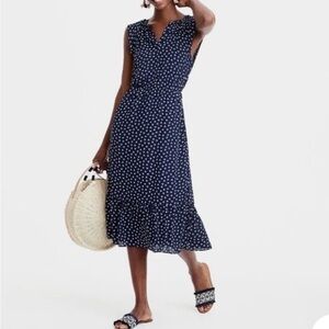 J. Crew Mercantile Blue Dragonfly print dress. Navy/White dress.